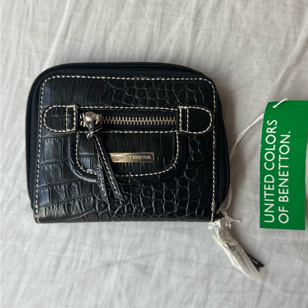 United Colors of Benetton Black Croc-Pattern Wallet